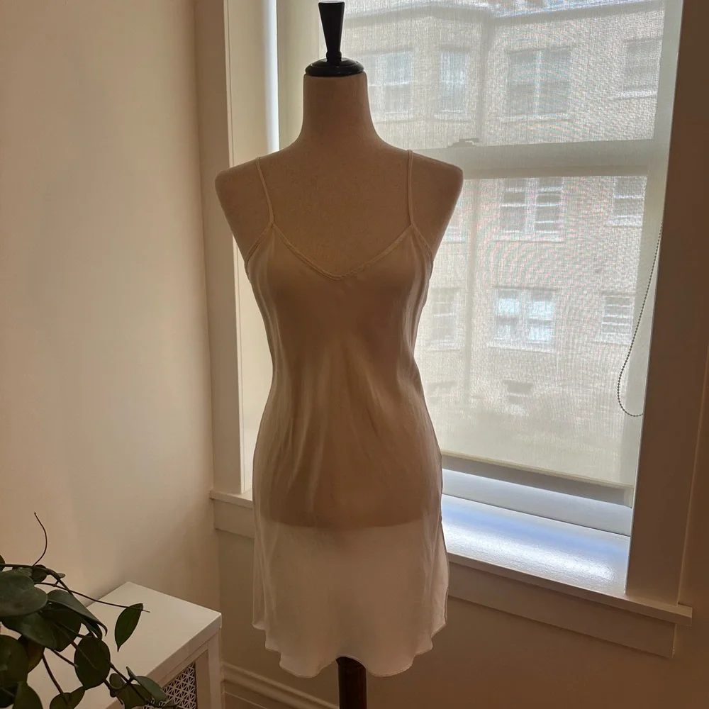 Light Cream 100% Silk Slip Dress - Women Intimates & Sleepwear - Picture 2 of 6